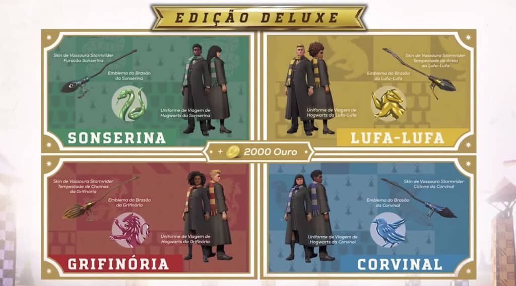 Itens da edição deluxe de Harry Potter Campeões do Quadribol
