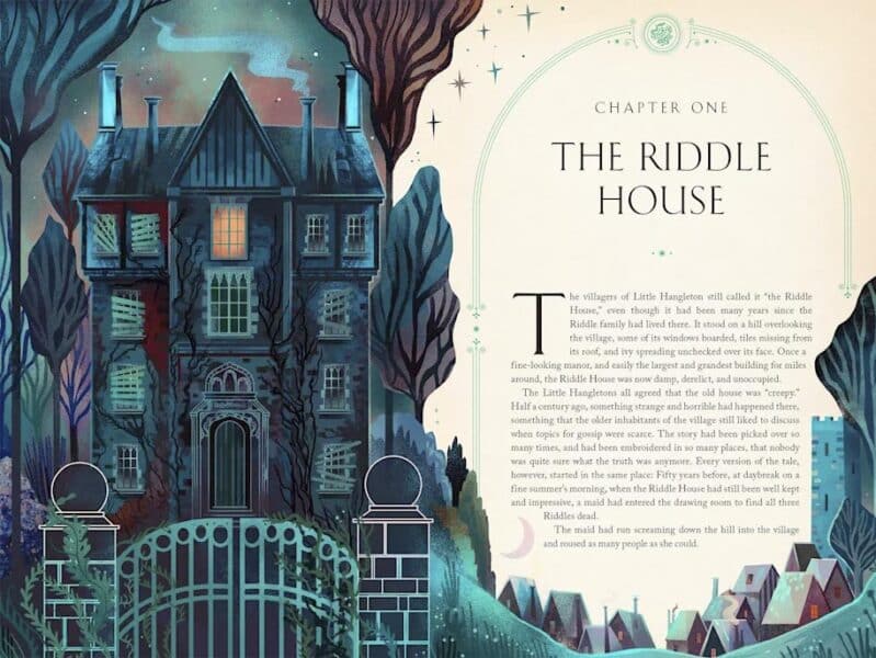 A ilustração da casa dos Riddle que abre o primeiro capítulo do livro